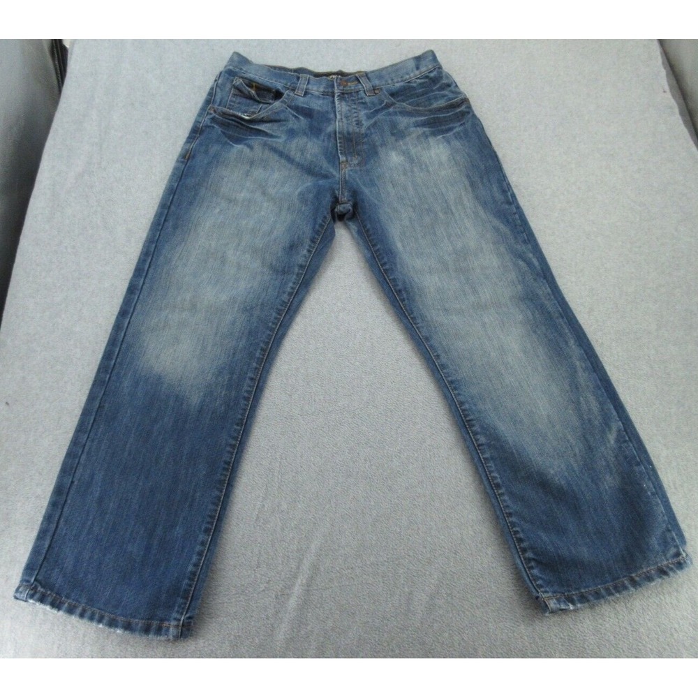 Jordan Craig Mens Jeans Straight Fit Blue Faded Flap Pocket 36x30